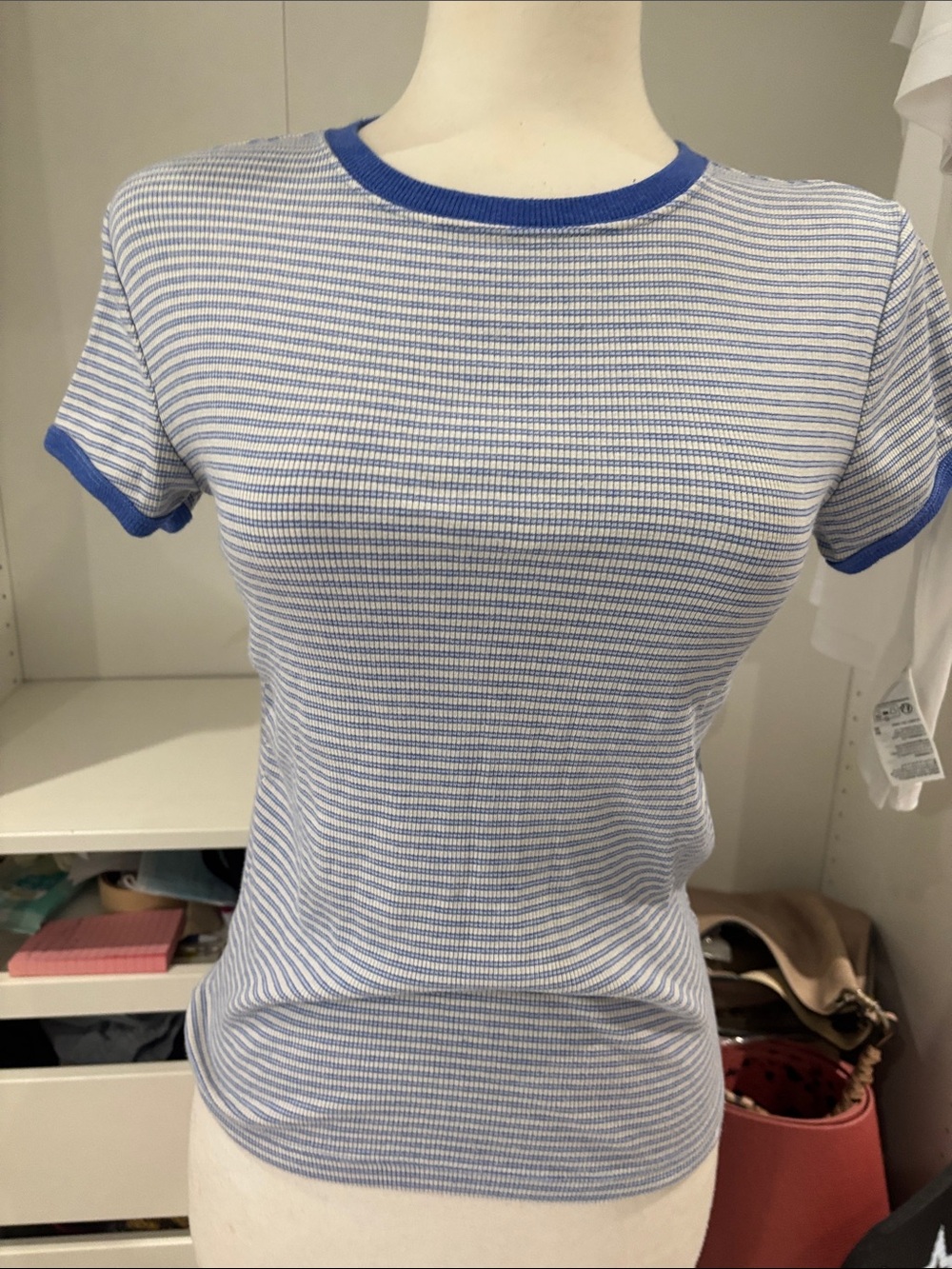 Blue & White Striped Short-Sleeve Ringer Tee